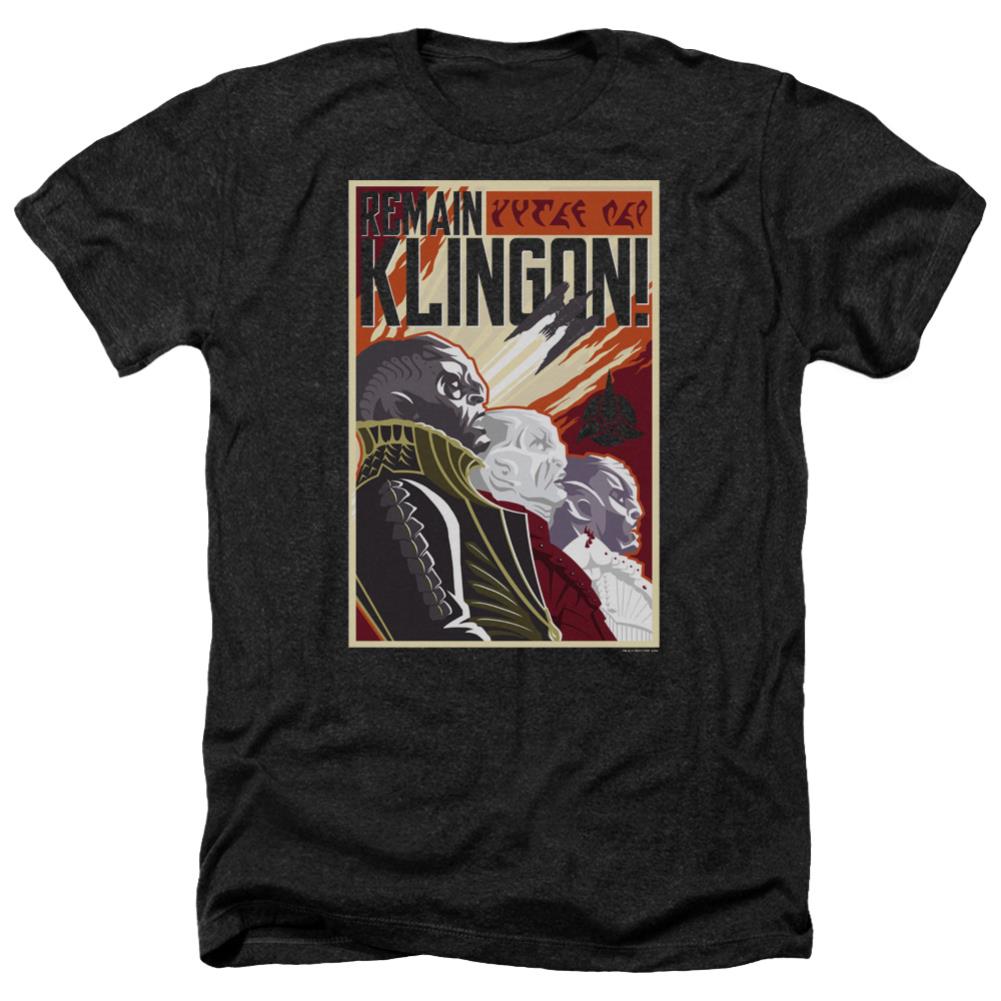 Star Trek Remain Klingson Poster Men's 30/1 Heather 60 40 Poly Short-Sleeve T-Shirt