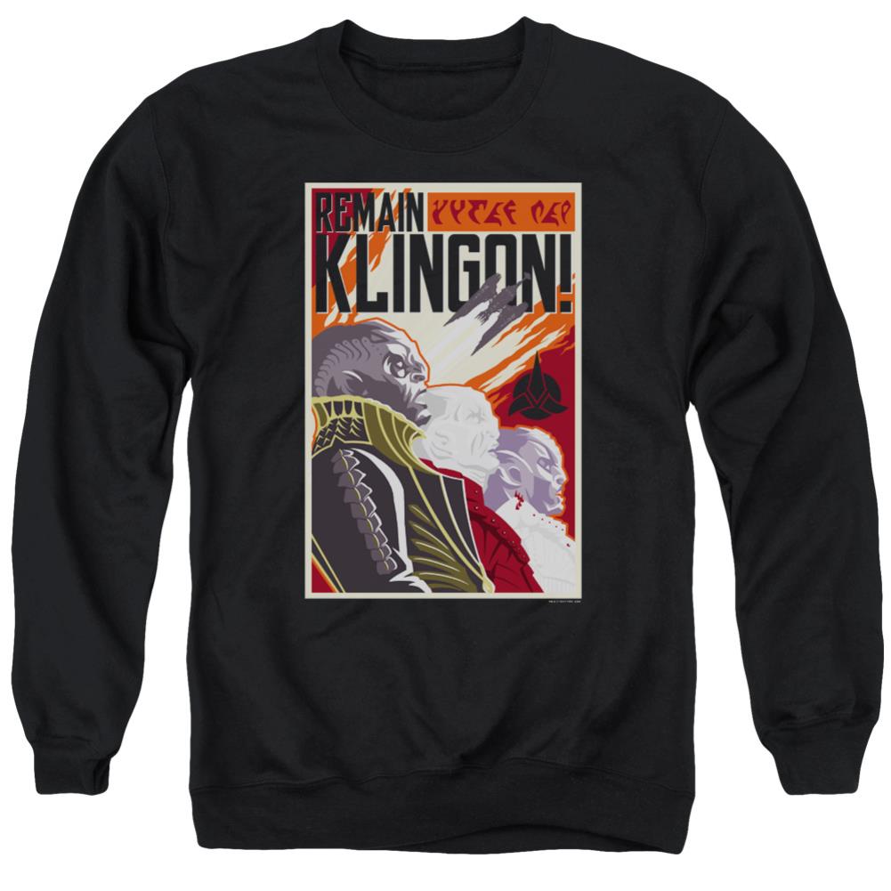 Star Trek Remain Klingson Poster Men's Crewneck 50 50 Poly Long-Sleeve T-Shirt