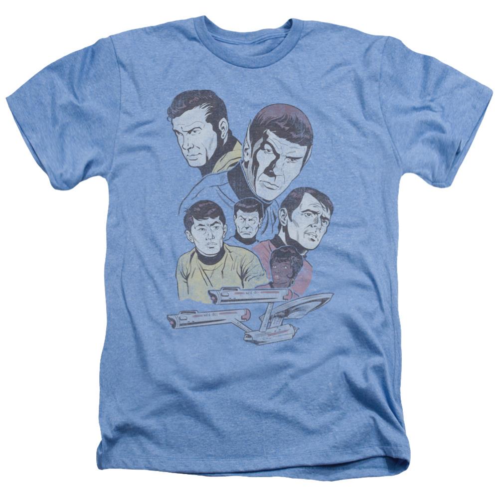 Star Trek Retro Crew Men's 30/1 Heather 60 40 Poly Short-Sleeve T-Shirt