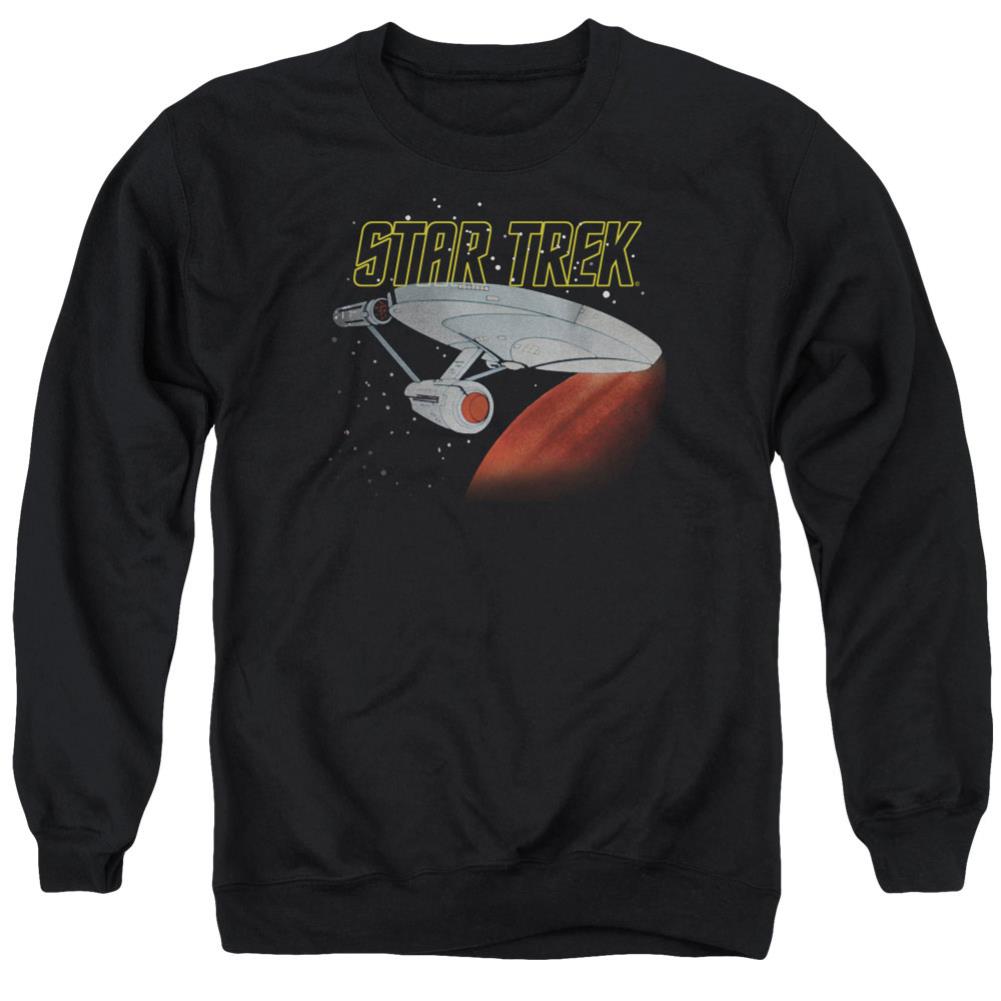 Star Trek Retro Enterprise Men's Crewneck 50 50 Poly Long-Sleeve T-Shirt