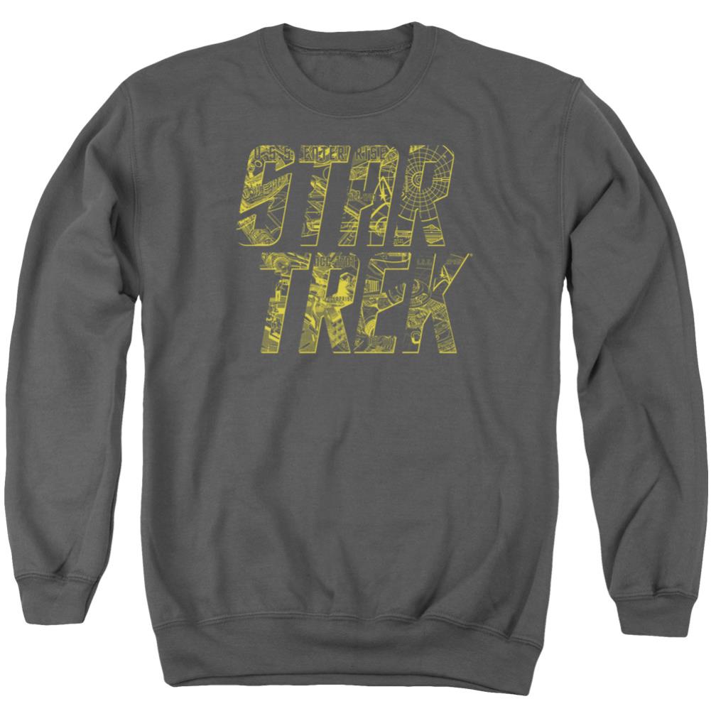 Star Trek Schematic Logo Men's Crewneck 50 50 Poly Long-Sleeve T-Shirt