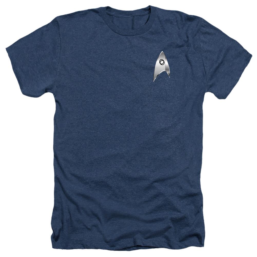 Star Trek Sciences Badge Men's 30/1 Heather 60 40 Poly Short-Sleeve T-Shirt