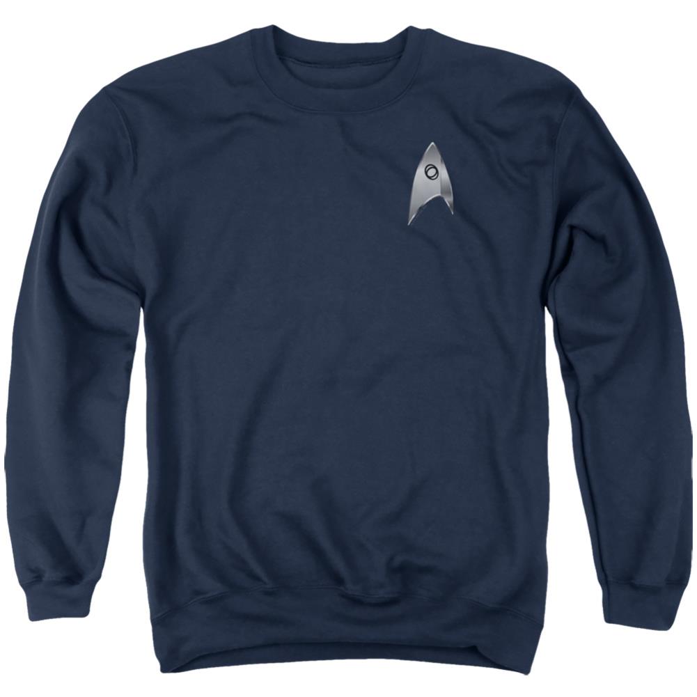 Star Trek Sciences Badge Men's Crewneck 50 50 Poly Long-Sleeve T-Shirt