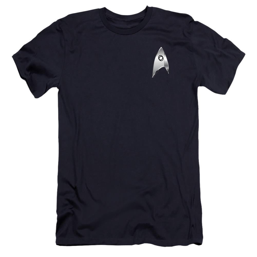 Star Trek Sciences Badge Men's Ultra-Soft 30/1 Cotton Slim Short-Sleeve T-Shirt