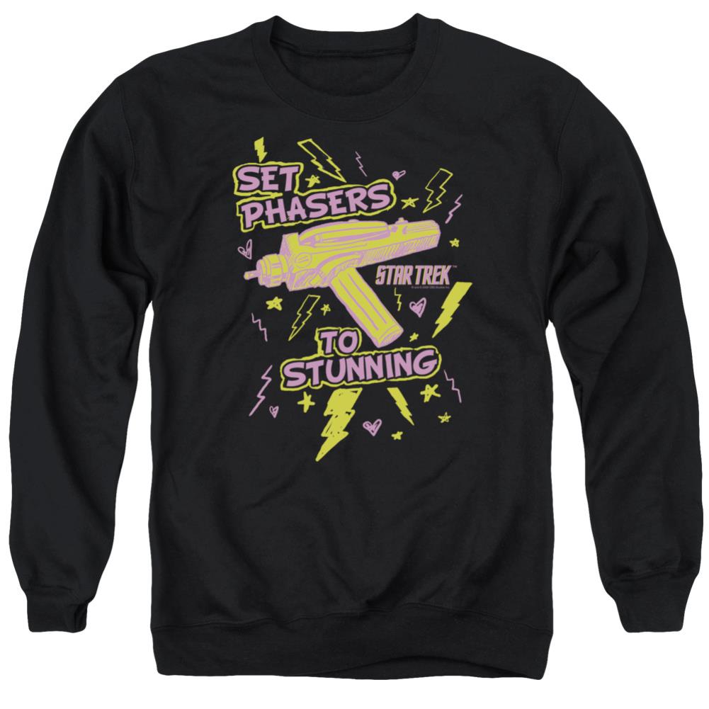 Star Trek Set Phasers Men's Crewneck 50 50 Poly Long-Sleeve T-Shirt