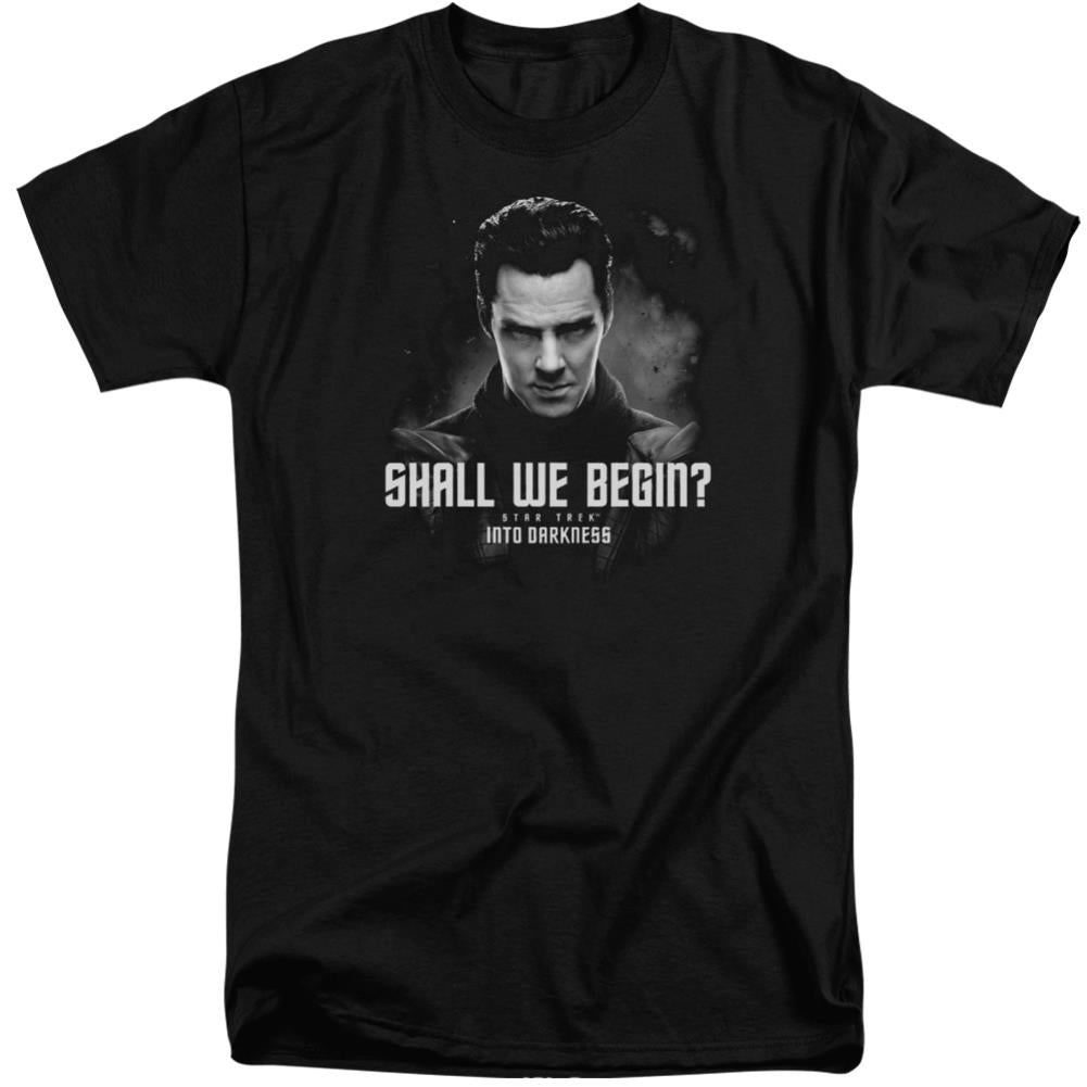 Star Trek Shall We Begin Men's 18/1 Tall Cotton Short-Sleeve T-Shirt