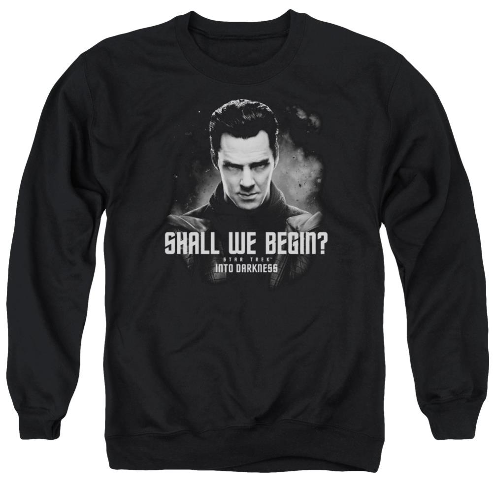 Star Trek Shall We Begin Men's Crewneck 50 50 Poly Long-Sleeve T-Shirt