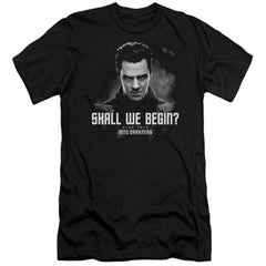 Star Trek Shall We Begin Men's Ultra-Soft 30/1 Cotton Slim Short-Sleeve T-Shirt