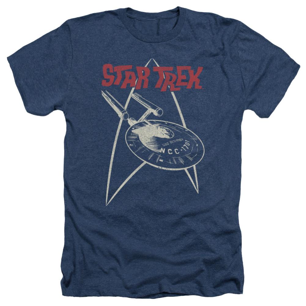 Star Trek Ship Symbol Men's 30/1 Heather 60 40 Poly Short-Sleeve T-Shirt