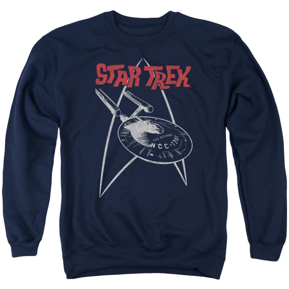 Star Trek Ship Symbol Men's Crewneck 50 50 Poly Long-Sleeve T-Shirt