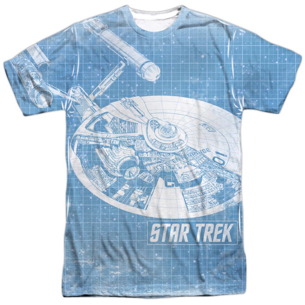 Star Trek Ship's Blueprint Men's Regular Fit Polyester Short-Sleeve T-Shirt