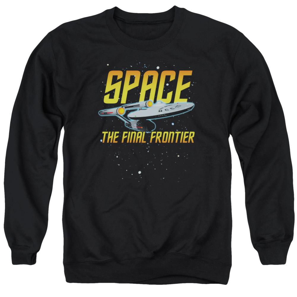 Star Trek Space Men's Crewneck 50 50 Poly Long-Sleeve T-Shirt