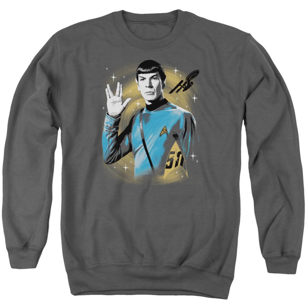 Star Trek Space Prosper Men's Crewneck 50 50 Poly Long-Sleeve T-Shirt