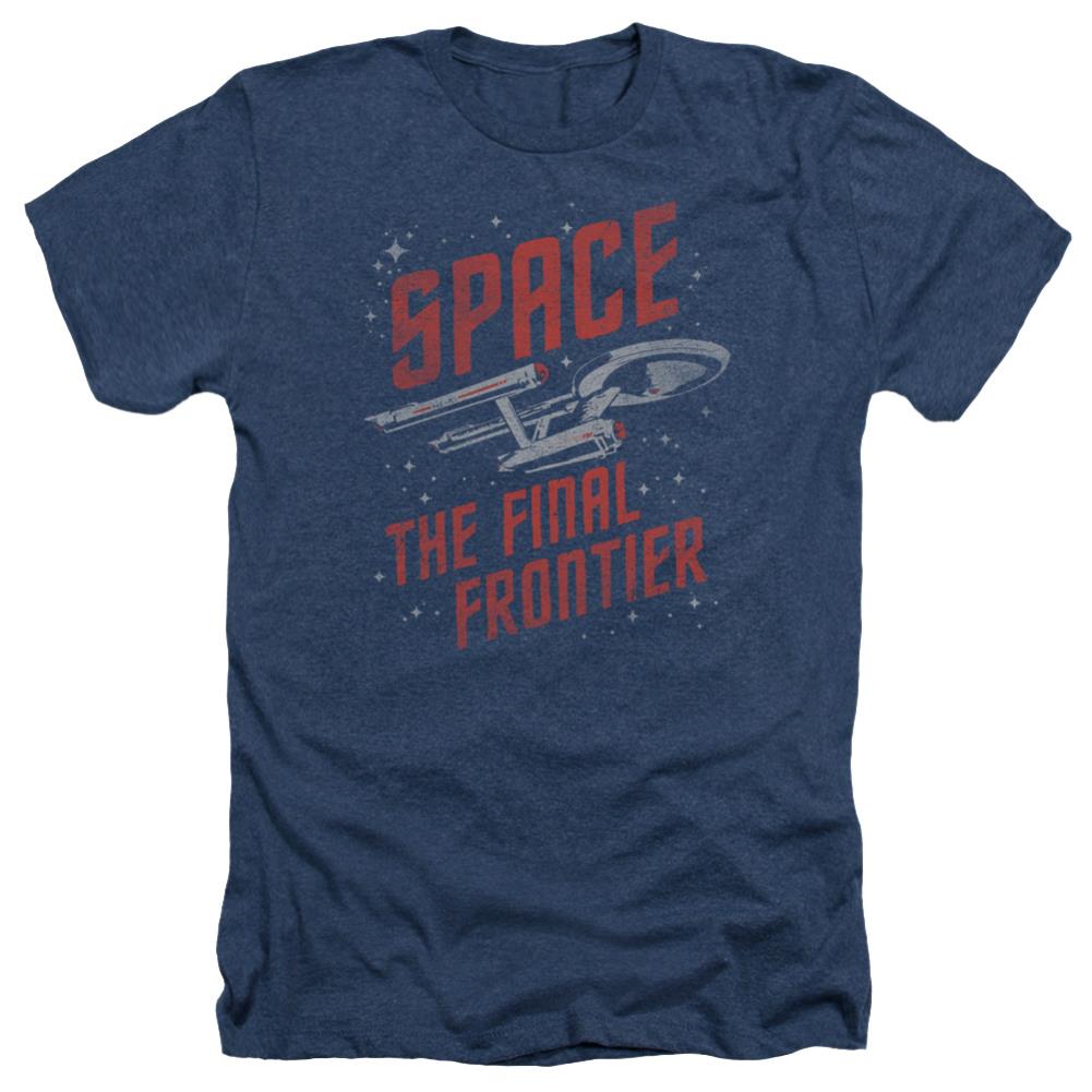 Star Trek Space Travel Men's 30/1 Heather 60 40 Poly Short-Sleeve T-Shirt