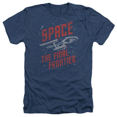Star Trek Space Travel Men's 30/1 Heather 60 40 Poly Short-Sleeve T-Shirt