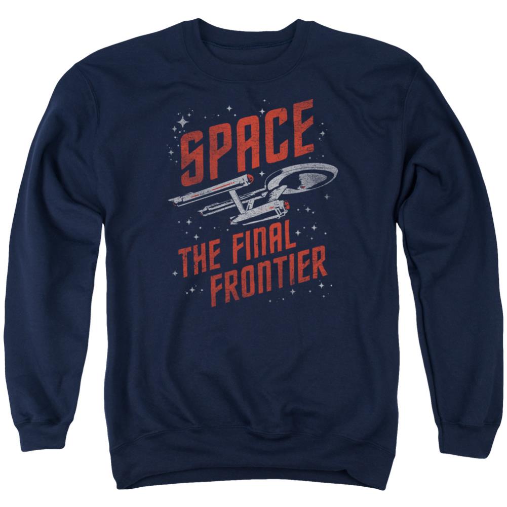 Star Trek Space Travel Men's Crewneck 50 50 Poly Long-Sleeve T-Shirt
