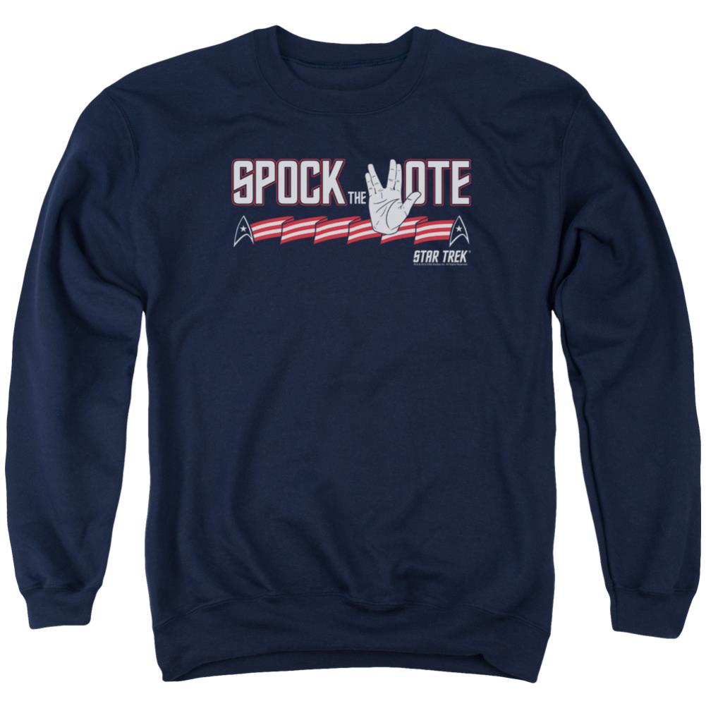 Star Trek Spock The Vote Men's Crewneck 50 50 Poly Long-Sleeve T-Shirt