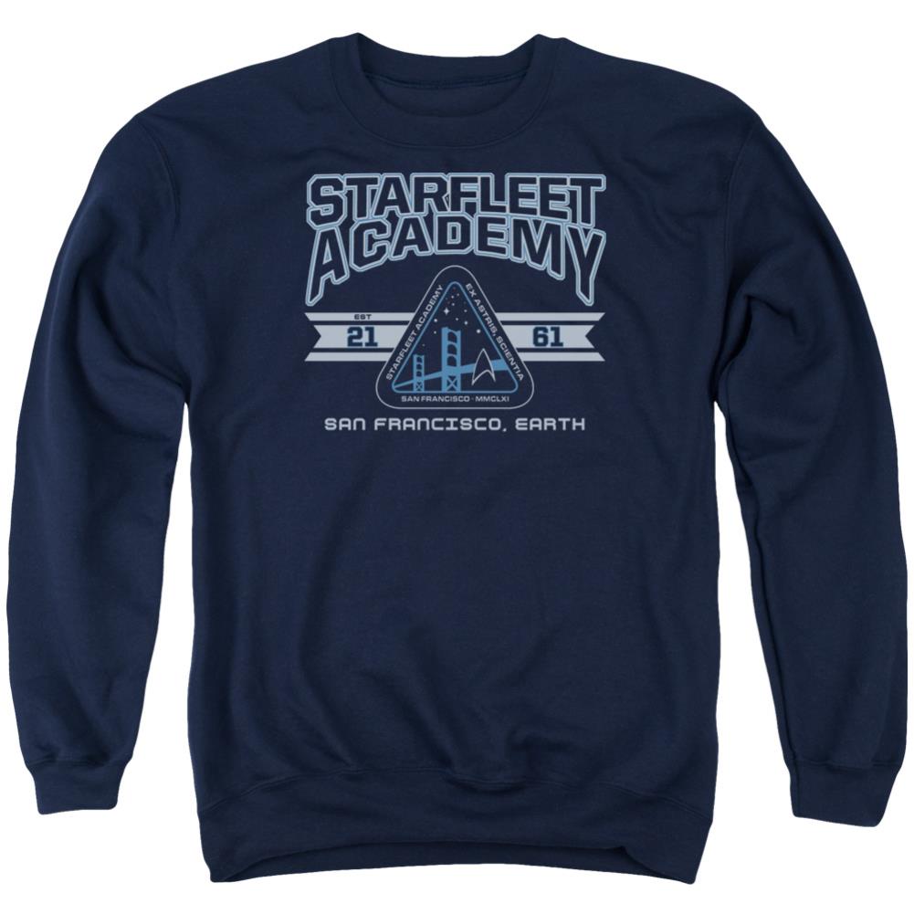 Star Trek Starfleet Academy Earth Men's Crewneck 50 50 Poly Long-Sleeve T-Shirt