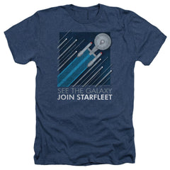 Star Trek Starfleet Recruitment Poster Men's 30/1 Heather 60 40 Poly Short-Sleeve T-Shirt