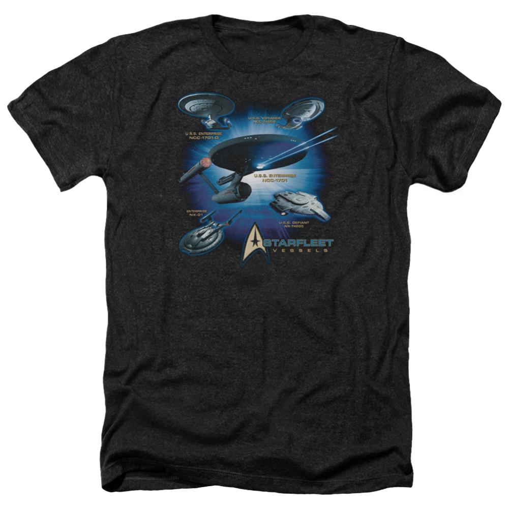 Star Trek Starfleet Vessels Men's 30/1 Heather 60 40 Poly Short-Sleeve T-Shirt