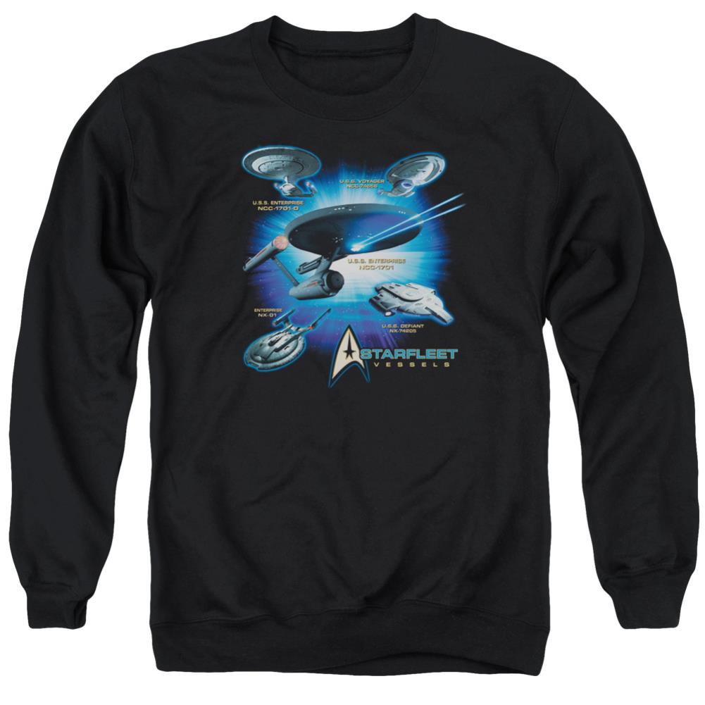 Star Trek Starfleet Vessels Men's Crewneck 50 50 Poly Long-Sleeve T-Shirt