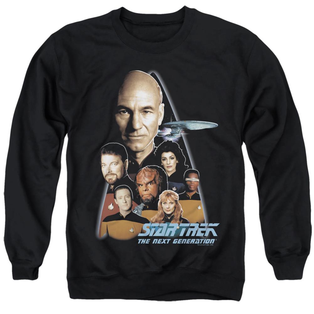 Star Trek The Next Generation Men's Crewneck 50 50 Poly Long-Sleeve T-Shirt