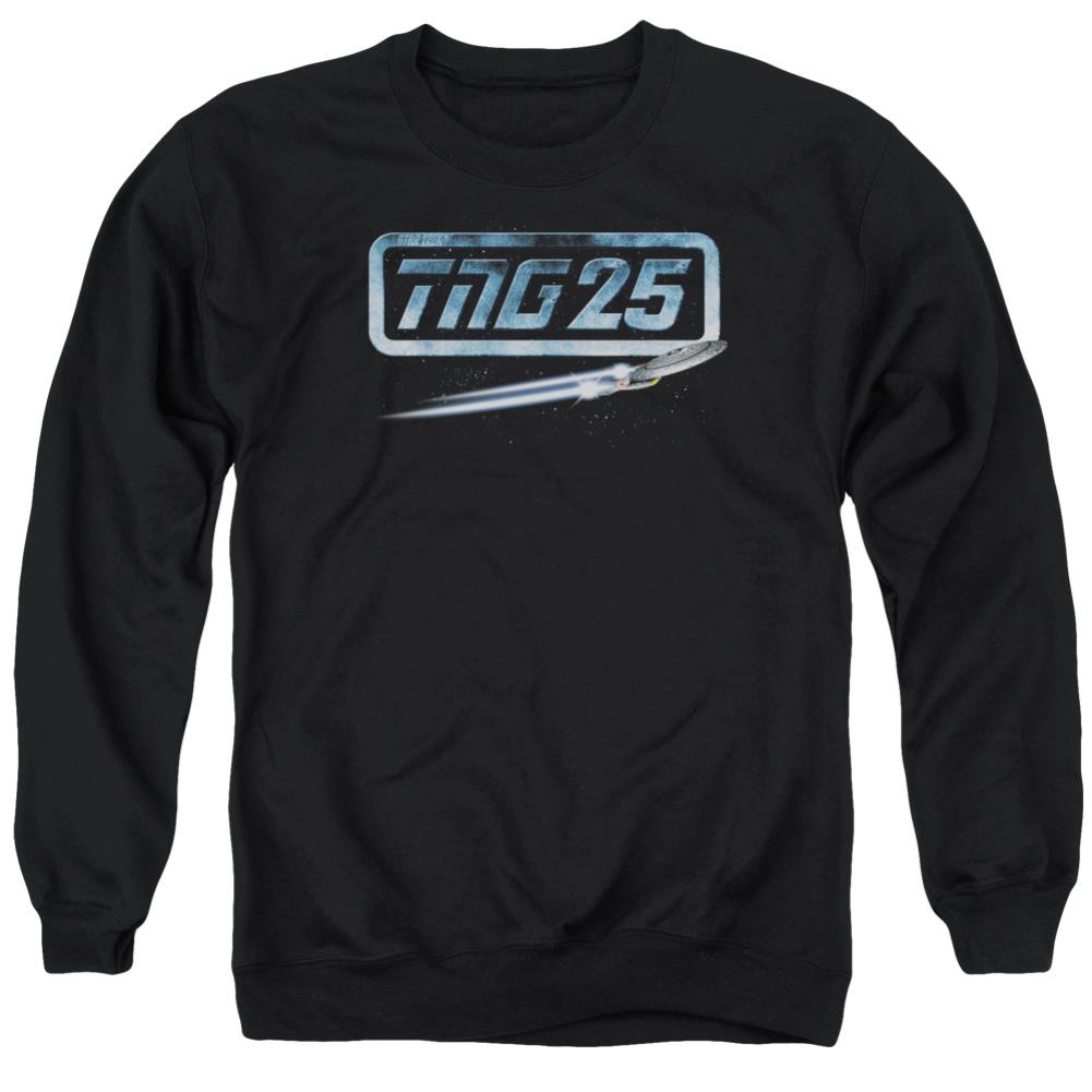 Star Trek TNG 25 Enterprise Men's Crewneck 50 50 Poly Long-Sleeve T-Shirt