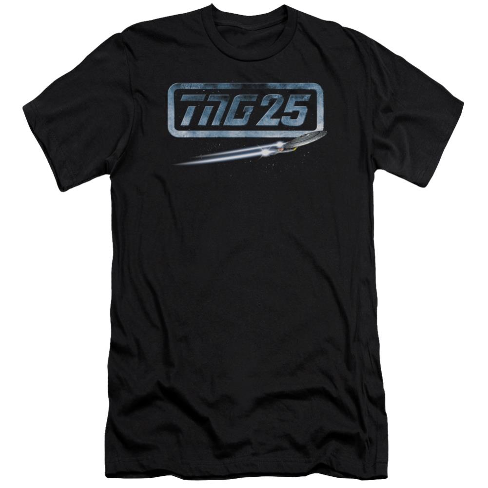 Star Trek TNG 25 Enterprise Men's Ultra-Soft 30/1 Cotton Slim Short-Sleeve T-Shirt