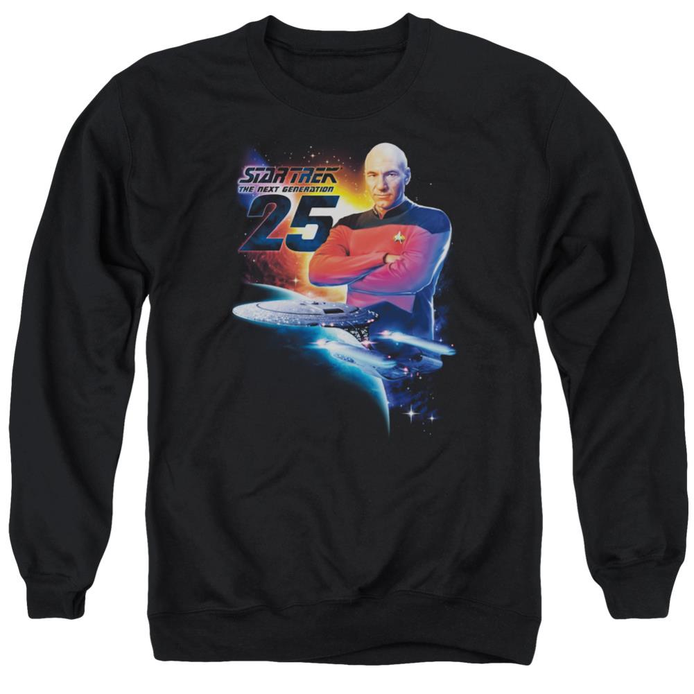 Star Trek TNG 25 Men's Crewneck 50 50 Poly Long-Sleeve T-Shirt