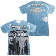 Star Trek TNG Comic Cast (Front/Back Print) Men's Regular Fit Polyester Short-Sleeve T-Shirt
