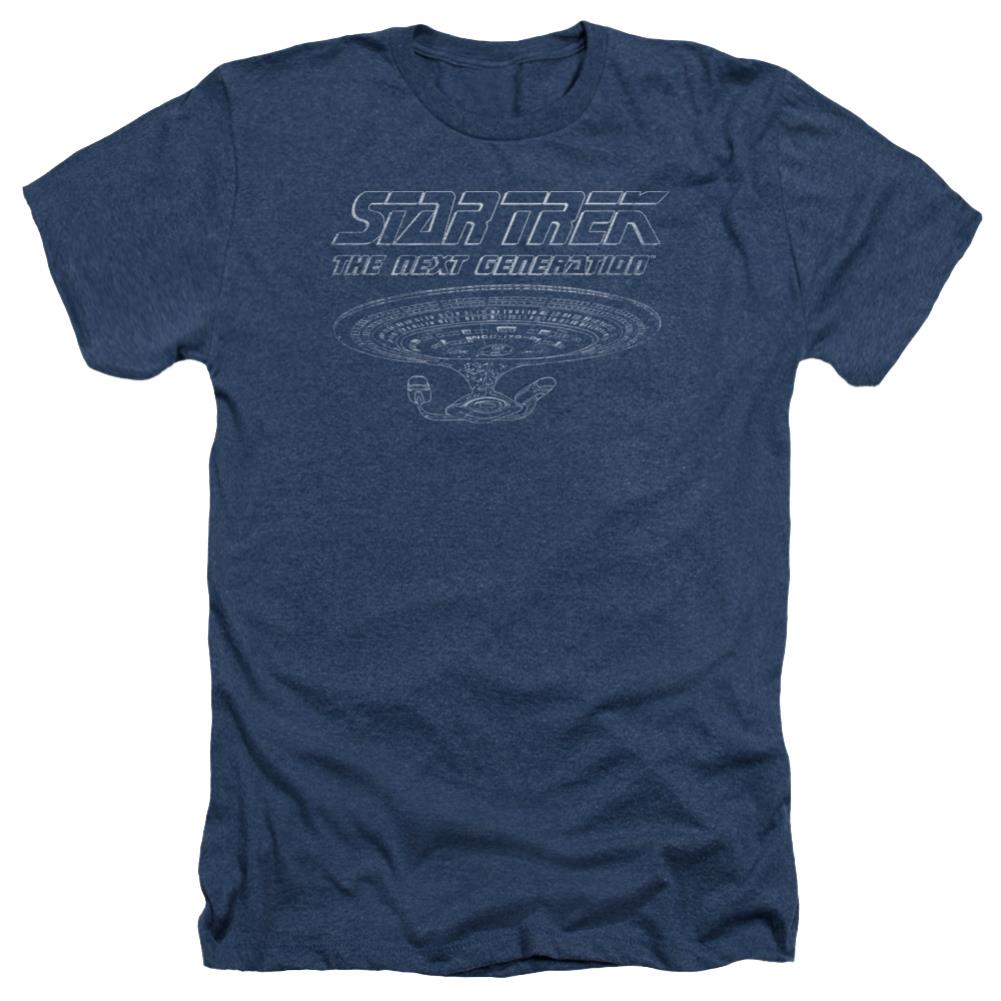 Star Trek TNG Enterprise Men's 30/1 Heather 60 40 Poly Short-Sleeve T-Shirt