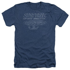 Star Trek TNG Enterprise Men's 30/1 Heather 60 40 Poly Short-Sleeve T-Shirt