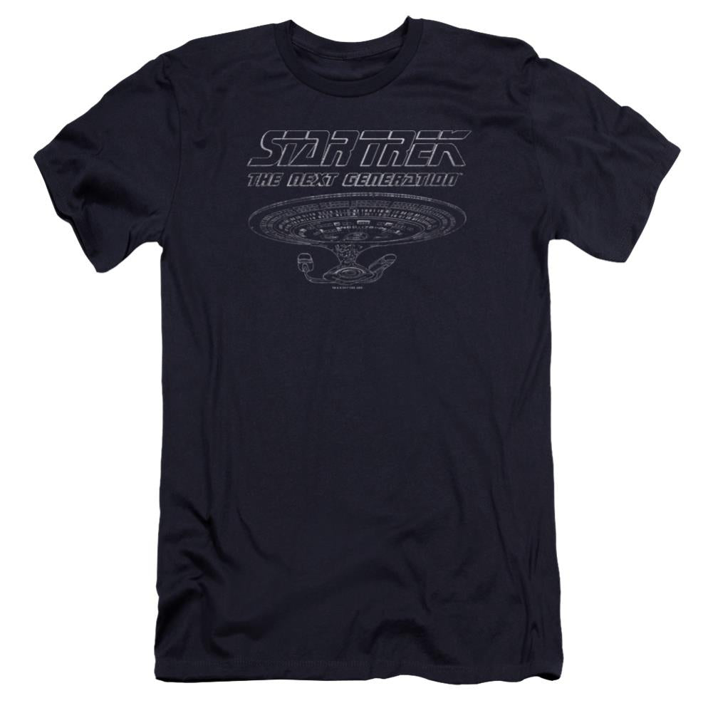 Star Trek TNG Enterprise Men's Ultra-Soft 30/1 Cotton Slim Short-Sleeve T-Shirt