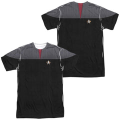 Star Trek TNG Movie Command Uniform (Front/Back Print) Men's Regular Fit Polyester Short-Sleeve T-Shirt