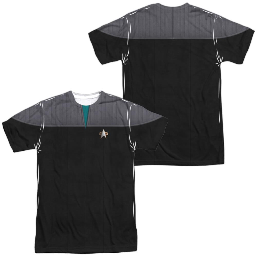 Star Trek TNG Movie Science Uniform (Front/Back Print) Men's Regular Fit Polyester Short-Sleeve T-Shirt
