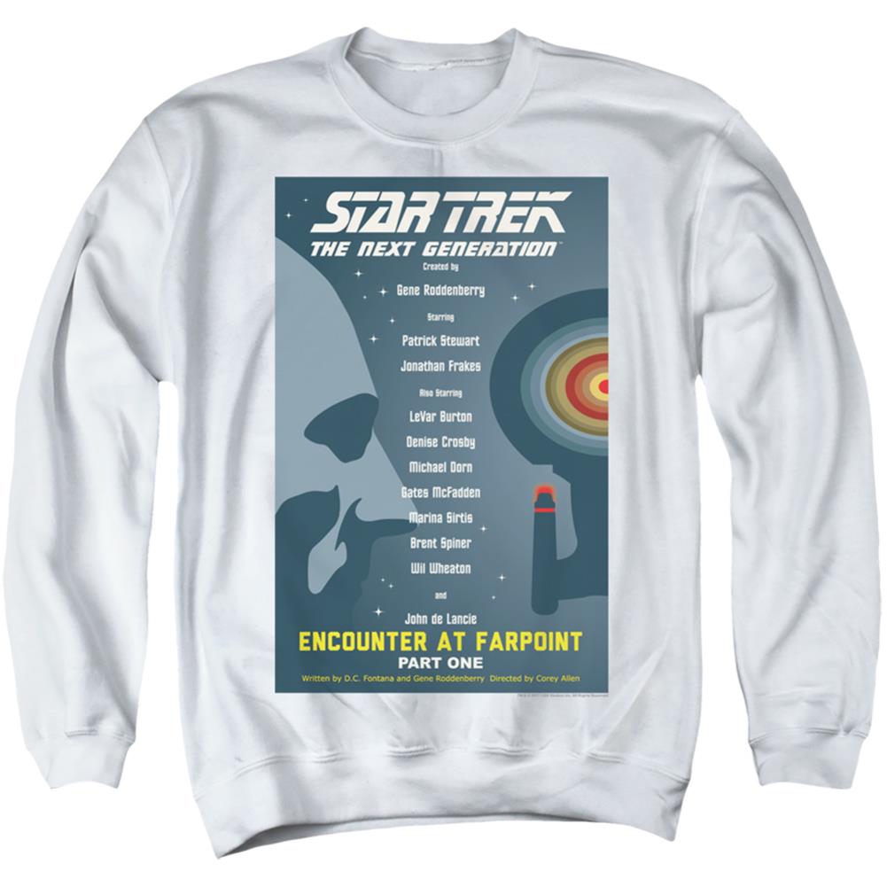 Star Trek TNG Season 1 Episode 1 Men's Crewneck 50 50 Poly Long-Sleeve T-Shirt
