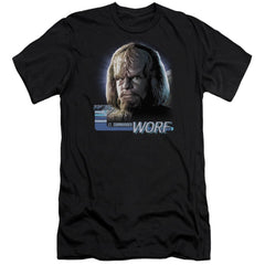 Star Trek TNG Worf Men's Ultra-Soft 30/1 Cotton Slim Short-Sleeve T-Shirt