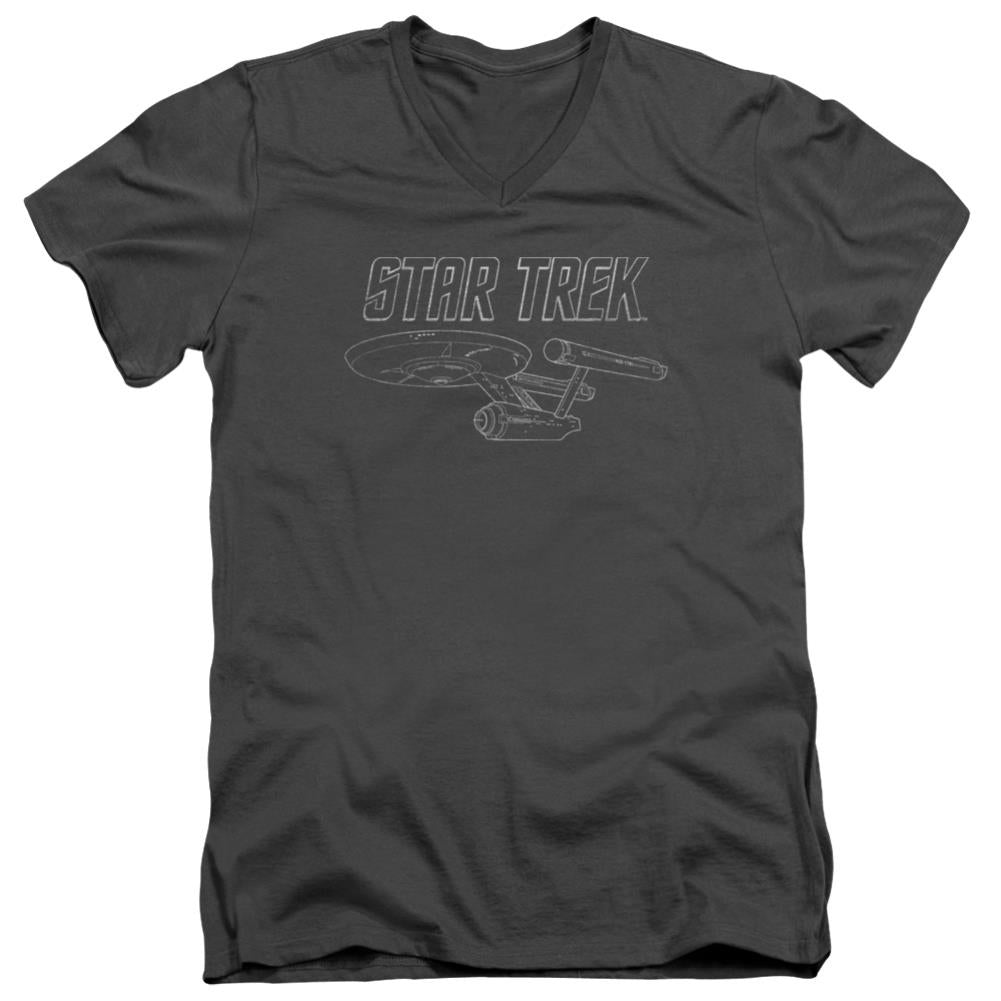 Star Trek TOS Enterprise Men's 30/1 Cotton Slim V-Neck T-Shirt