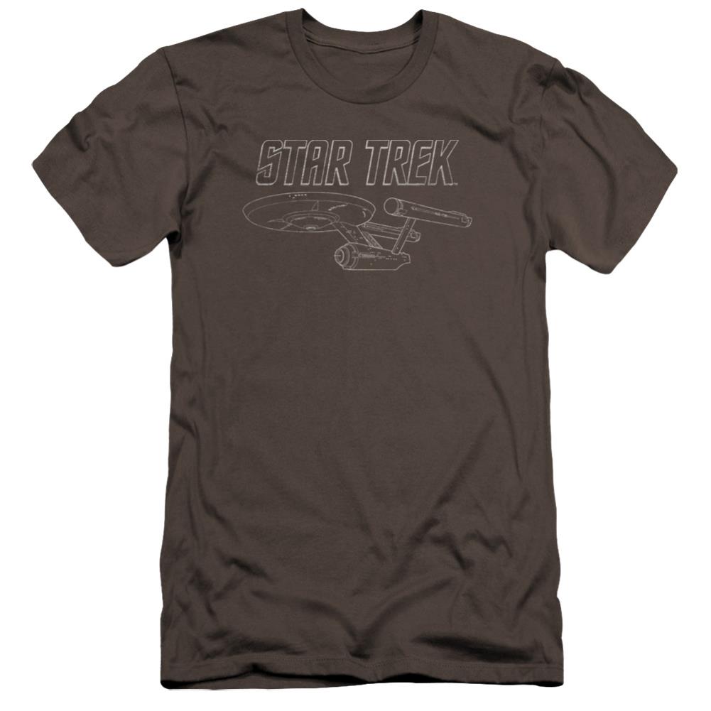 Star Trek TOS Enterprise Men's Ultra-Soft 30/1 Cotton Slim Short-Sleeve T-Shirt