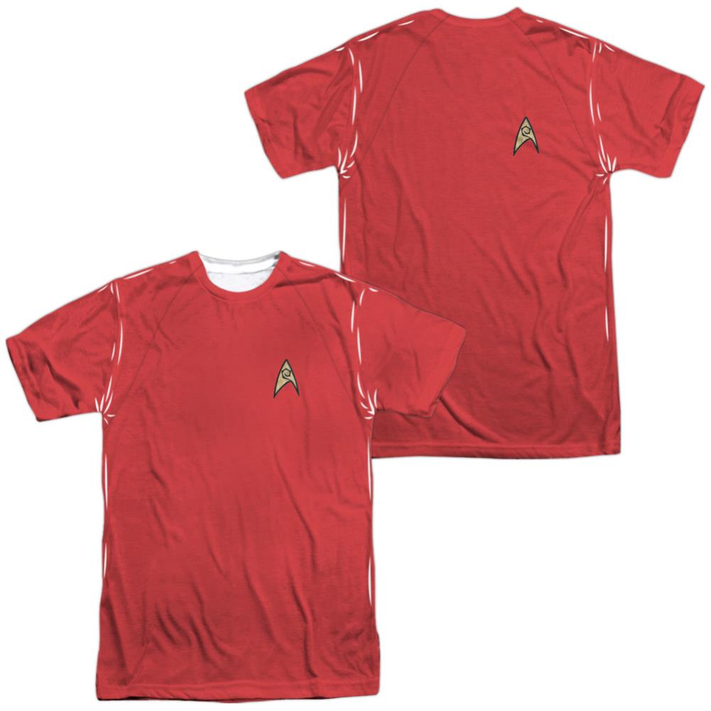 Star Trek TOS Red Shirt (Front/Back Print) Men's Regular Fit Polyester Short-Sleeve T-Shirt
