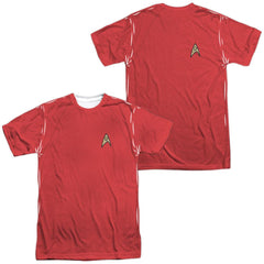 Star Trek TOS Red Shirt (Front/Back Print) Men's Regular Fit Polyester Short-Sleeve T-Shirt