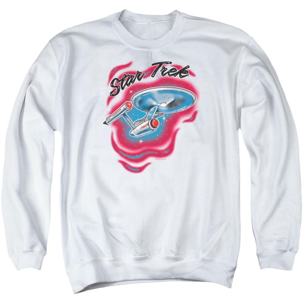 Star Trek Trek Airbrush Men's Crewneck 50 50 Poly Long-Sleeve T-Shirt