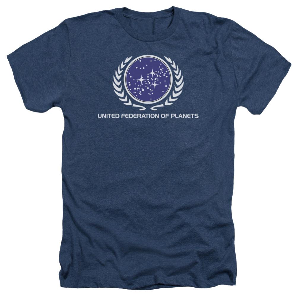 Star Trek United Federation Logo Men's 30/1 Heather 60 40 Poly Short-Sleeve T-Shirt