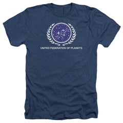 Star Trek United Federation Logo Men's 30/1 Heather 60 40 Poly Short-Sleeve T-Shirt