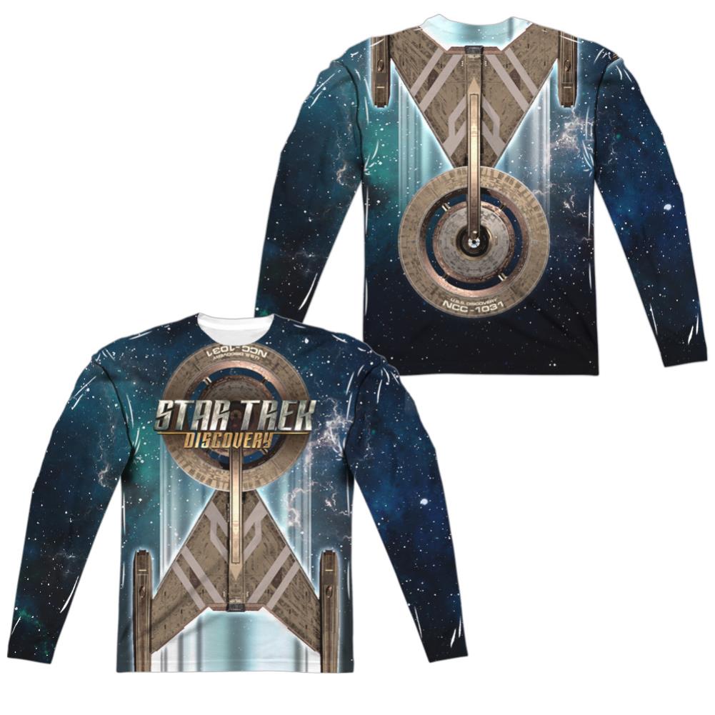 Star Trek Uss Discovery (Front/Back Print) Men's Regular Fit Polyester Long-Sleeve T-Shirt