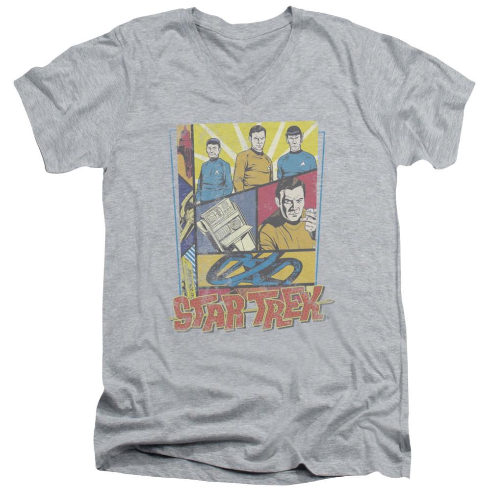 Star Trek Vintage Collage Men's 30/1 Cotton Slim V-Neck T-Shirt