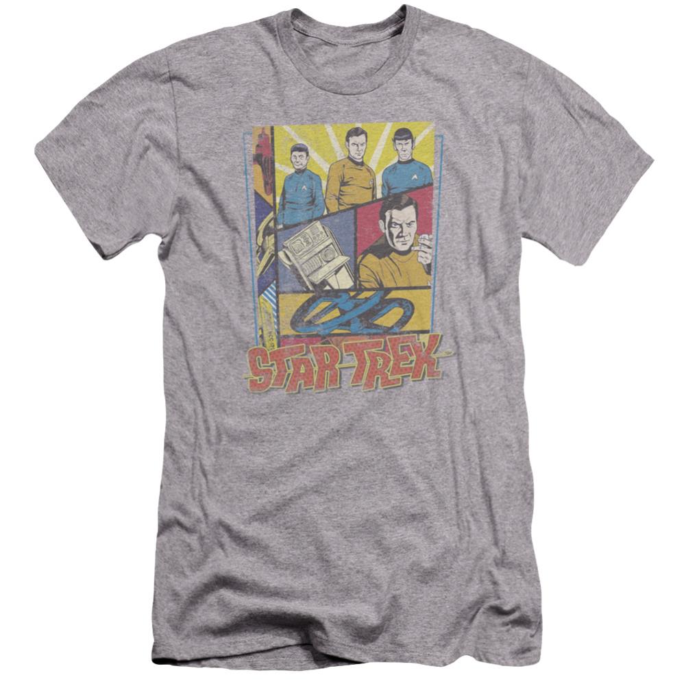 Star Trek Vintage Collage Men's Ultra-Soft 30/1 Cotton Slim Short-Sleeve T-Shirt