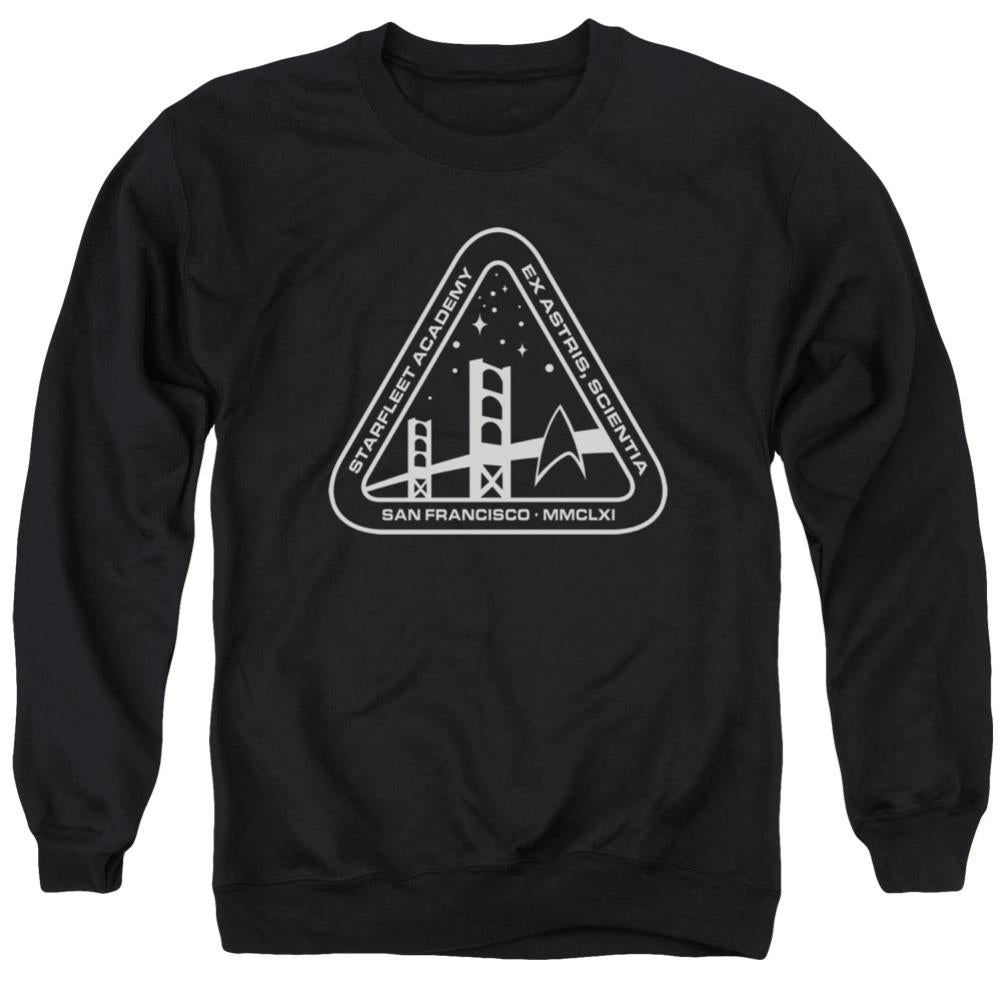 Star Trek White Academy Logo Men's Crewneck 50 50 Poly Long-Sleeve T-Shirt