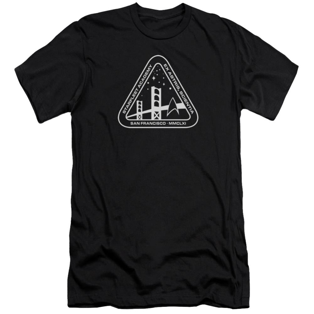Star Trek White Academy Logo Men's Ultra-Soft 30/1 Cotton Slim Short-Sleeve T-Shirt