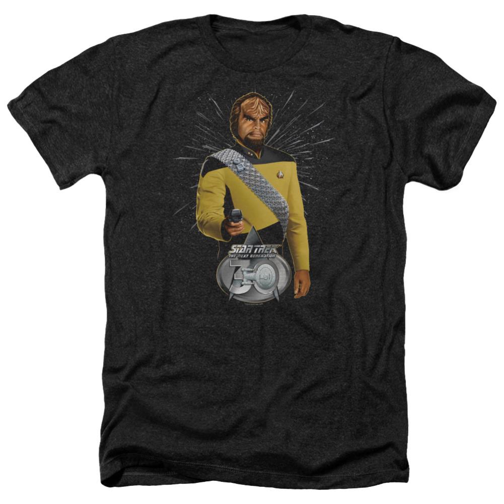 Star Trek Worf 30 Men's 30/1 Heather 60 40 Poly Short-Sleeve T-Shirt